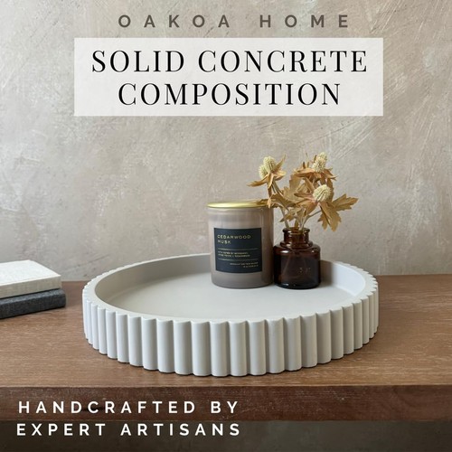 Round Decorative Tray for Coffee Table Decor - Concrete Round Tray Home Decor... - Picture 3 of 6