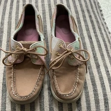 Sperry Womens Top Sider Blue Songfish Native Geo Boat Shoe STS97407, Size 6.5M