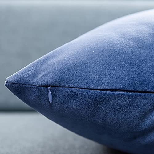 Juego de fundas de almohada de terciopelo lumbar de 12x20 pulgadas de 12" x 20" (paquete de 2) azul - Imagen 4 de 5