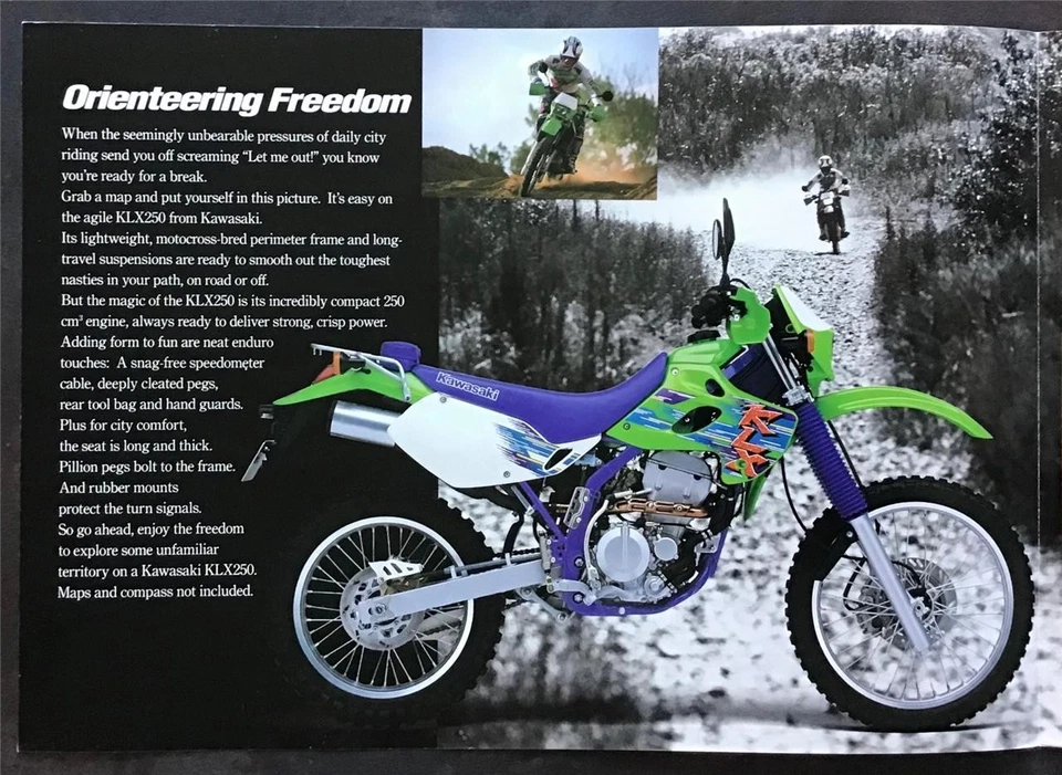 KAWASAKI KLX250 Motorcycle Sales Brochure c1995 #99949-1008 ALL-E IV-X - Image 2 of 4