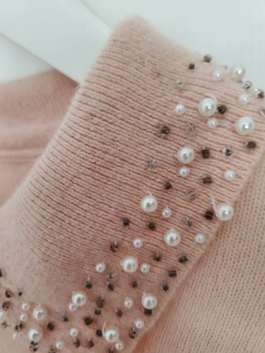 VANITY eleganter Kuschel-Pullover Perlen Merino/Angora/Cashmere Rosa Gr. 44 - Bild 6 von 21