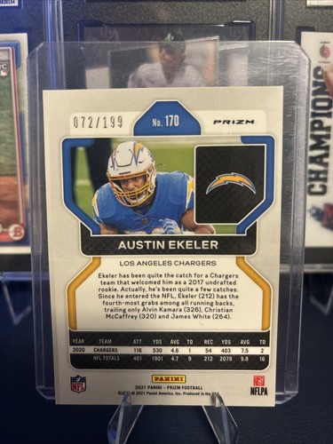 2021 Panini Prizm - Austin Ekeler #170 Blue Wave Prizm /199 - Picture 2 of 2