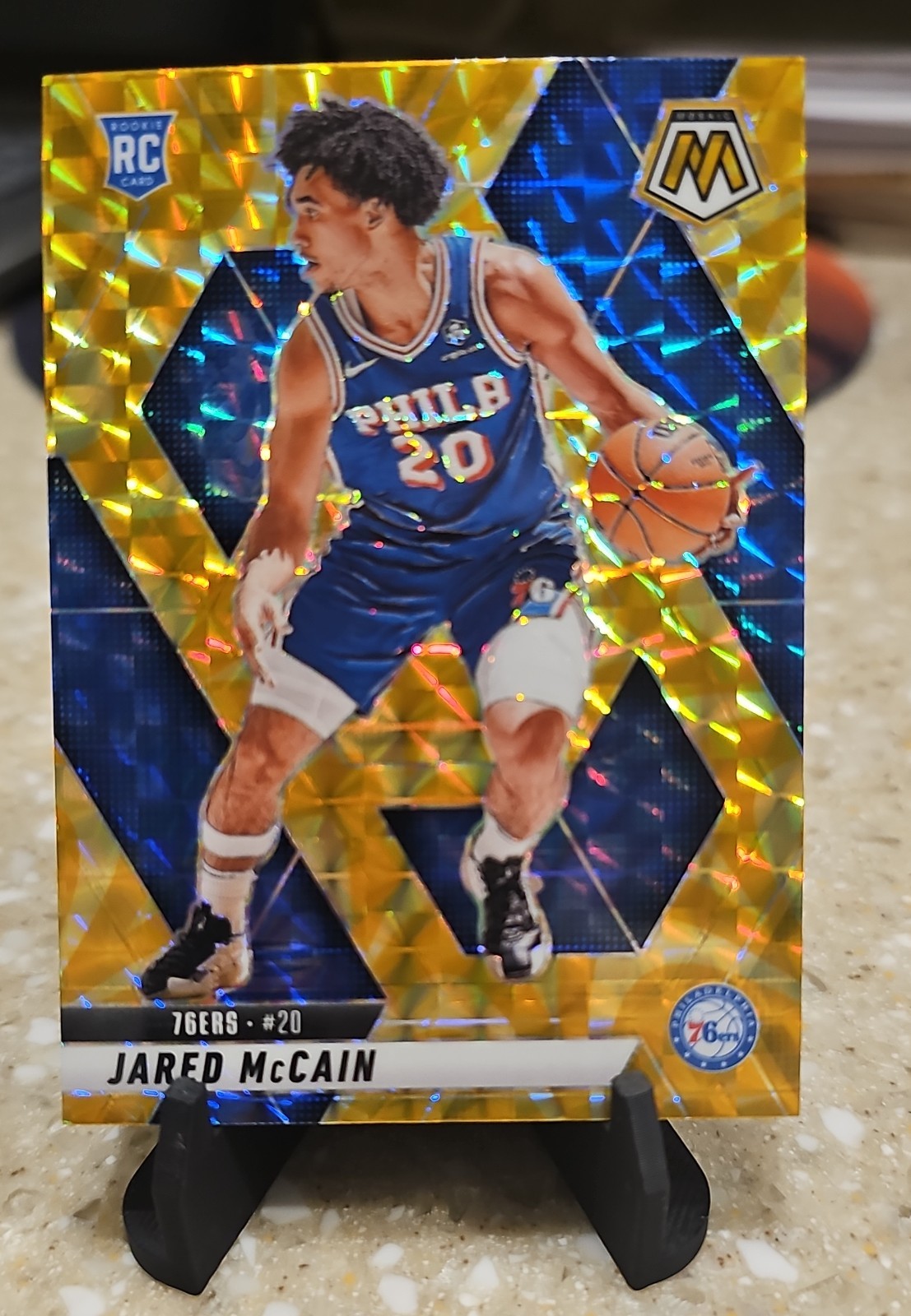 2024-25 Panini Mosaic - Rookies Jared McCain #228 Reactive Yellow Mosaic...
