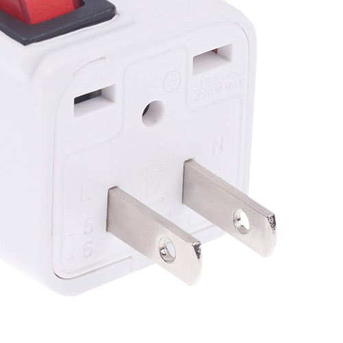 US 2 Pin Plug Adapter AC100~250V 10A With Main On/Off Switch LED Indicator W _pu - Zdjęcie 4 z 14