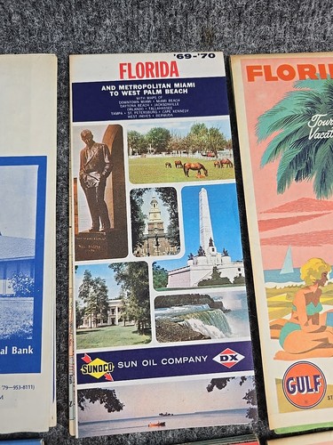 Lotto (9) mappe stradali vintage anni 50 - 80 Florida Siesta Sarasota Golfo Standard Oil - Foto 7 di 10