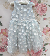 BNWOT MONSOON Silver Grey Blossom Sparkle Party Occasion Dress 2-3 £55