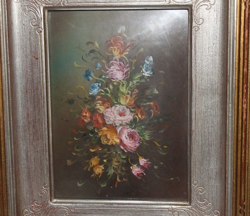 Vintage impressionist gouache painting still life with flowers - Imagen 8 de 12