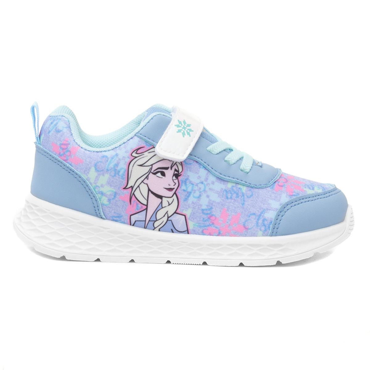 Disney Frozen Girls Trainers Blue Kids Character Easy Fasten Bungee Laces SIZE