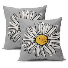 Yellow Daisy Pillow Covers 18X18 in Spring Summer Floral Couch Pillow Cases M...