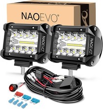 NAOEVO 4 Inch LED Pod Lights, Spot Flood LED Fog/Driving/Off Road Lights with 2