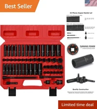 Versatile 55-Piece Cr-V Impact Socket Set with Laser Markings for Precision Use