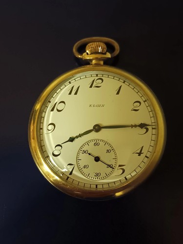 Antique 10k Gold Filled Elgin Giant Double Stock Pocket Watch WORKING CONDITION - Bild 3 von 10