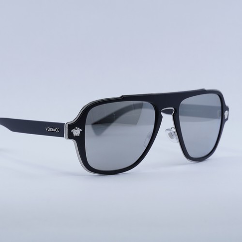 New VERSACE VE2199 10006G Matte Black/Light Grey Mirror Silver 56-18-145 Sung... - Picture 7 of 7