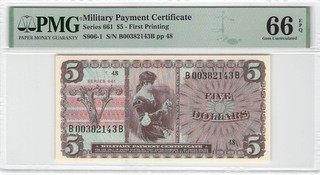 United States (MPC) 5 Dollars Series 661 PMG 66 EPQ