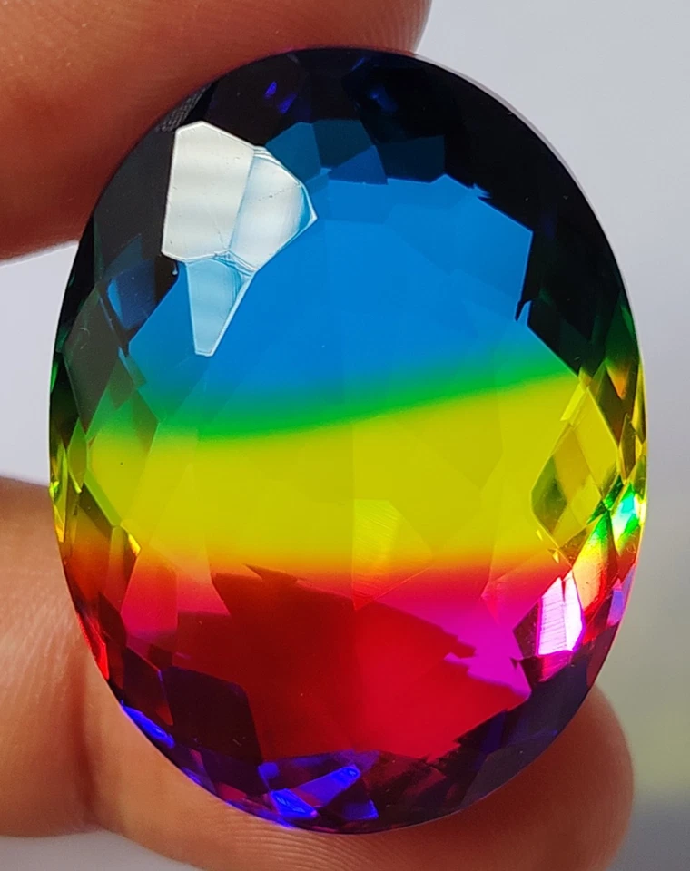 Piedras preciosas sueltas multicolores corte ovalado turmalina grande 74,15 quilates regalo para mujer Foto 2 de 4