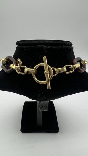 Collar de eslabones grandes Michael Kors tono dorado concha de tortuga Lucite - Imagen 4 de 6