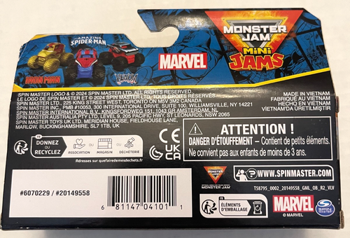 Monster Jam Mini Trucks Marvel Series 2 Iron Man Venom Amazing Spider-Man - Picture 4 of 4