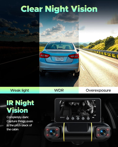 4CH Dash Cam 360° Front Rear DashCam, FHD 1080P Car Camera w/ Hardwire Kit 128GB - Picture 7 of 9