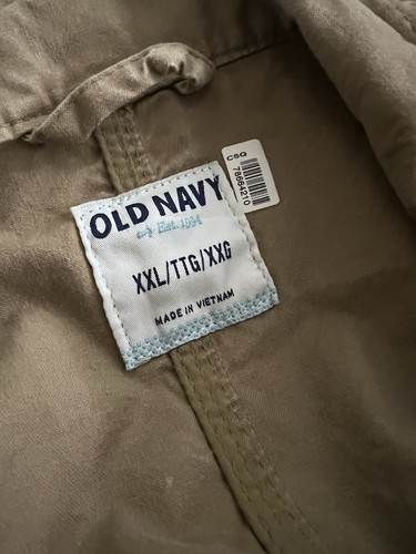 Old Navy Khaki Utility Field Jacket 2XL Zip Snap Front Pockets Drawstring Waist - Picture 14 of 18