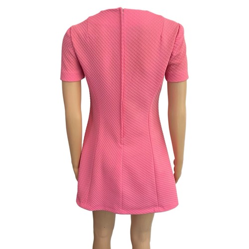 Vintage Mod GoGo Dress 60s Pink Babydoll A-Line Short Sleeve Dress - Size Small - Picture 6 of 9