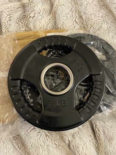 RitFit Olympic Rubber Grip Plates Barbell 2”, 5lb Set Weight Plates, BLK.