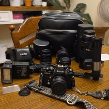 Ricoh XR-2 35mm Film SLR w/ XR Rikenon 50mm f/1.4 Lens  F700 Blitz