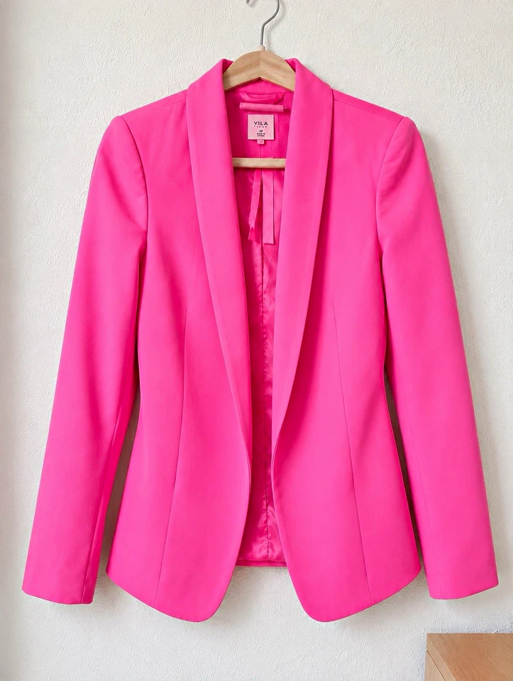 Amisu Damen Blazer Einfache Jacke Rosa Gr. 38 Langarm Polyester - Bild 1 von 3