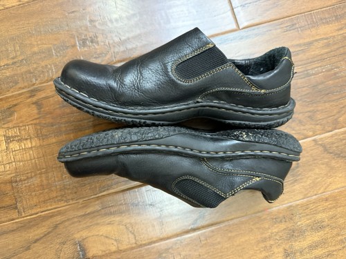 Born Leather Comfort Shoe Womens 8 Black Slide Slip On Flat Casual Office Loafer - Picture 5 of 8