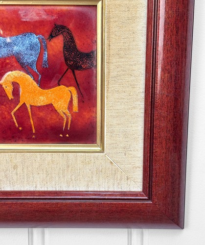 Mid-Century Abstract Equestrian Horse Enamel Tile Wall Art - Picture 8 of 10