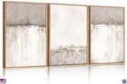 Large Neutral Gray Framed Canvas Wall Art Set, Abstract Modern Decor 16x24"