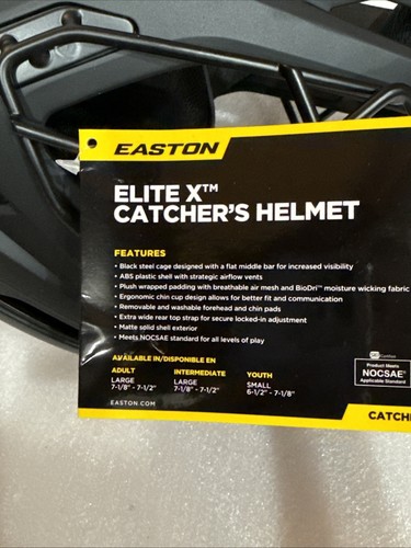 Easton Elite X Erwachsene Fängerhelm Größe Large 7 1/8" - 7 1/2" schwarz neu - Bild 8 von 8