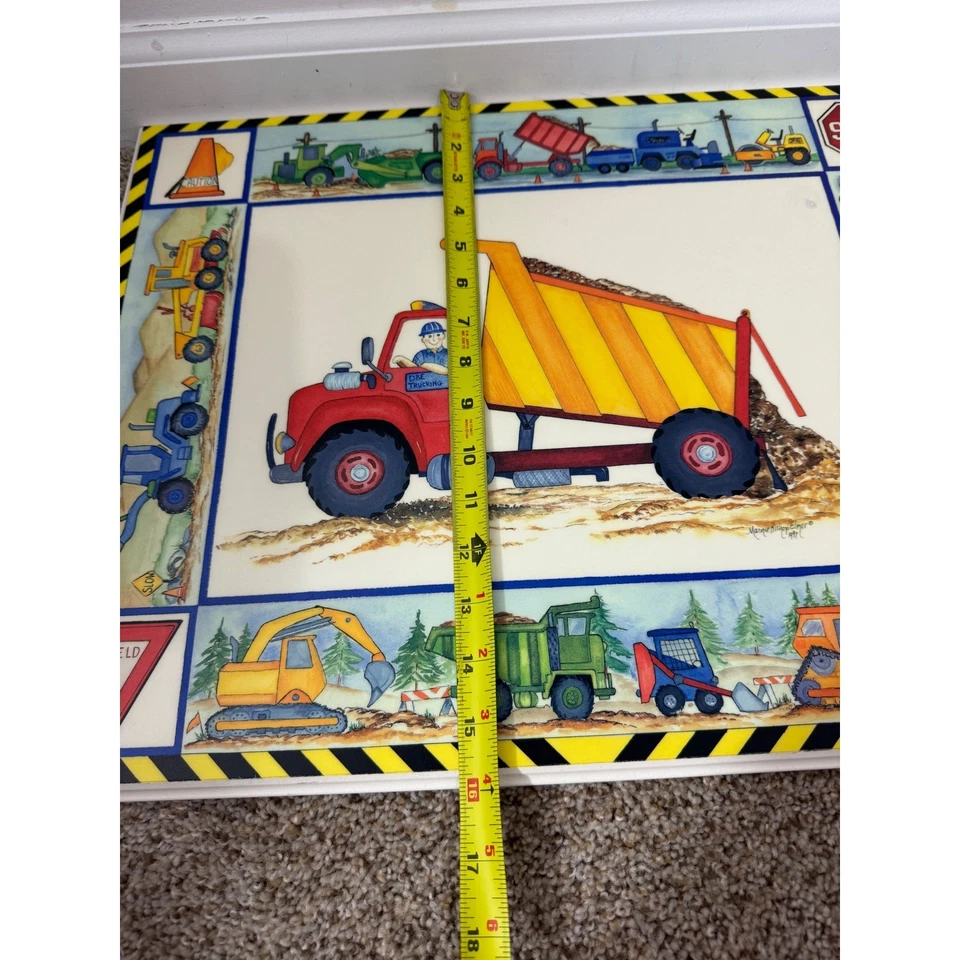 Zona de construcción vintage camiones aula decoración pared whismica M. Bishop 16x20" Foto 3 de 4