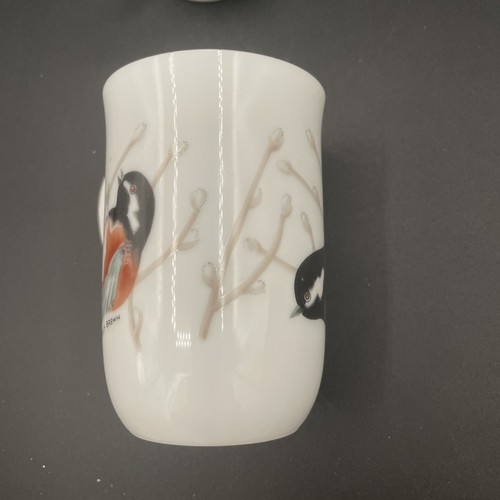 Tazas de porcelana Chickadee Bird con borde dorado - Otagiri Japón - Juego de 4 - Imagen 4 de 6