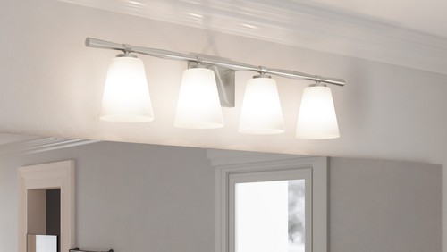 Brushed Nickel Four Light Bath from the Brindley Collection - Picture 7 of 7