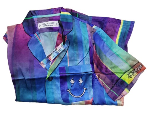Men's 100% Silk Pajamas Long Sleeve Set RARE Beyond The Streets Pantone/Balvin - Picture 2 of 3
