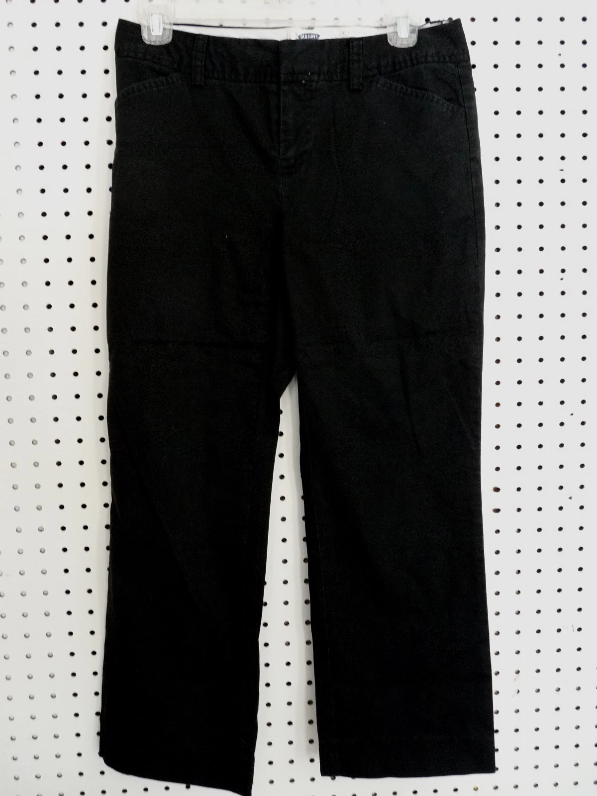 Old Navy Ladies Black Cotton Blend Capri Cropped Pants Capris Size 4 Pre-Owned