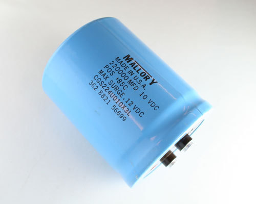 Mallory 220000uF 10V DC Large Can Screw Terminal Capacitor 220000mfd 10VDC - Bild 1 von 1