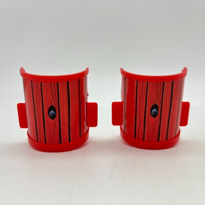 Fraidy Cats 2 Plastic Trash Barrels 1994 Replacement Pieces Parts Red