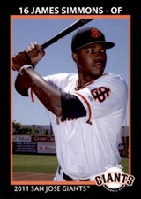 2011 San Jose Giants Grandstand #10 James Simmons Dallas Texas TX Baseball Card