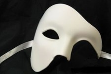 PHANTOM OF THE OPERA MASQUERADE MARDI GRAS COSTUME HALF MASK BLANK PLAIN WHITE