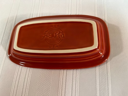 FIESTA NEW RETIRED SMALLER STYLE COVERED BUTTERDISH IN RETIRED PAPRIKA.NEW 2ND. - Picture 4 of 5