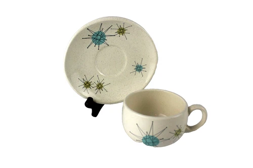 Franciscan Atomic Starburst ☆ Mid-Century MCM ☆ Flat Cup & Saucer Set