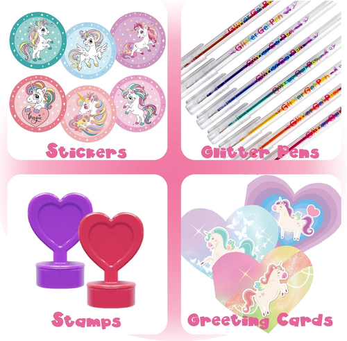 Unicorn Stationary Set - 98Pcs Kids Stationery Kit for Girls Ages 6,7,8,9,10-... - Picture 6 of 12