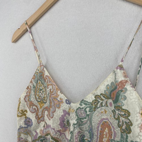 LUCIE ANN Sleepwear M Satin Chemise Robe Wrap Paisley Pastel Floral Pink VTG USA - Picture 11 of 20