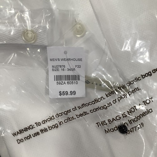 Joseph Abboud White Dress Shirt Long Sleeve Sz 34/35 neck 16 Regular Fit New - Picture 3 of 3
