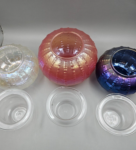 PartyLite Iridescent Glass Sea Urchin Tealight Votive Candle Holder Trio Set - Picture 11 of 24