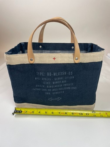 Apolis Global Citizen Jute Market Tote Bag Navy Jute- Wilmington NC - Picture 5 of 7