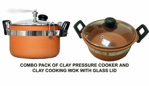Combo Pack Terracota Arcilla Olla A Presion Clay Cocina Wok