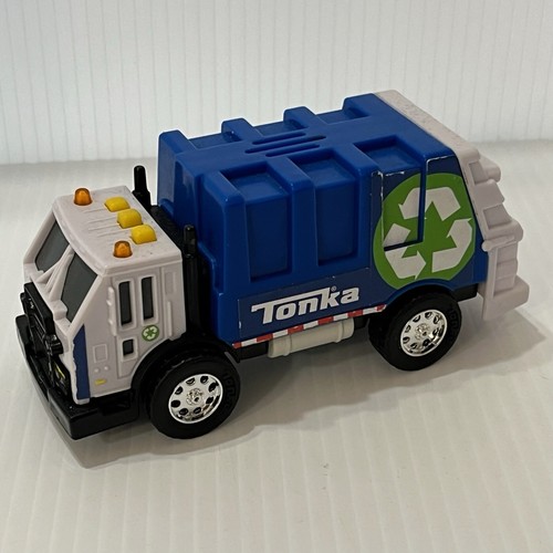 2015 Hasbro Tonka Mini Garage Recycling Truck White & Blue Lights/Sounds Works - Picture 7 of 7
