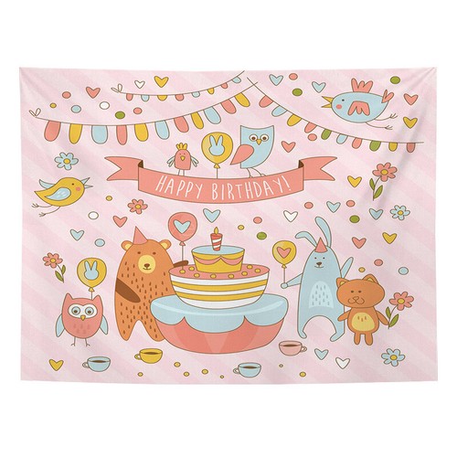 Happy Birthday Background Cloth Photo Props Party Decoration New AU - Picture 20 of 34